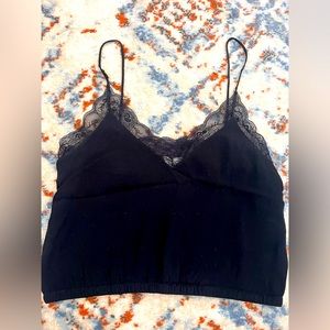 Black lace crop top